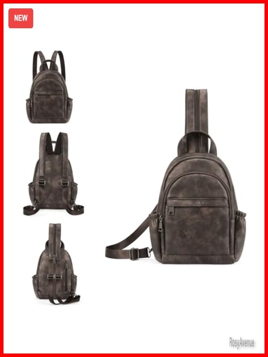 Convertible PU Leather Sling Backpack Crossbody Bag Travel Purse main image 4